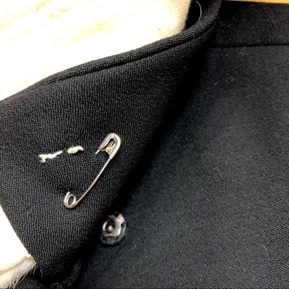 VINTAGE 60s Asymmetrical Button Fur Collar Black Wool Coat ROTHSCHILD’S Size M/L - Picture 8 of 9